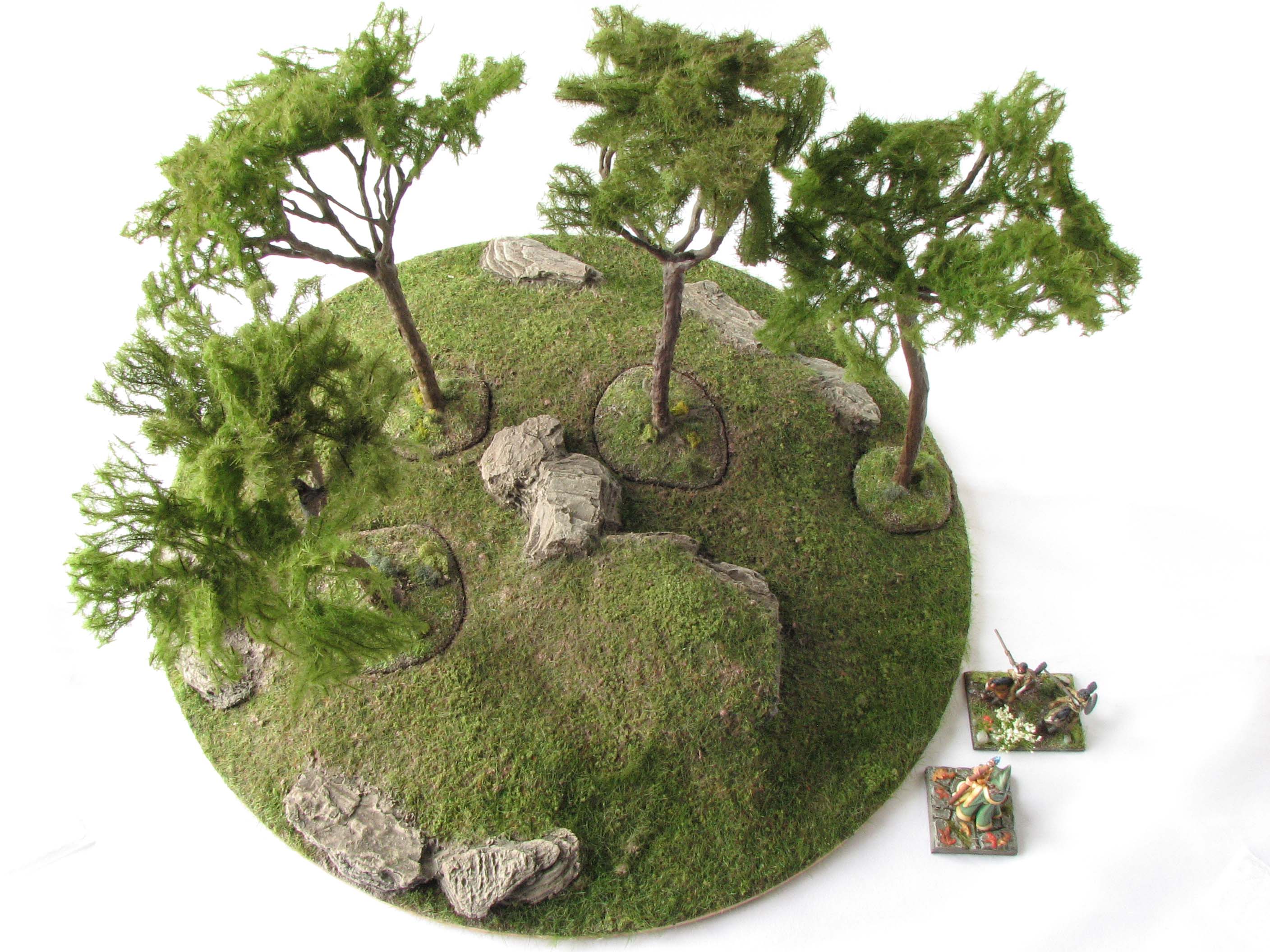 Wargaming Hills Terrain Mediterranean Pine Tree Scenic Base MiniNatur foliage 15mm 28mm, daggerandbrush, tutorial
