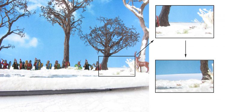 Celtiberians, 15mm, scenic miniature photography, tutorial,, daggerandbrush,  Photoshop, snow, ice