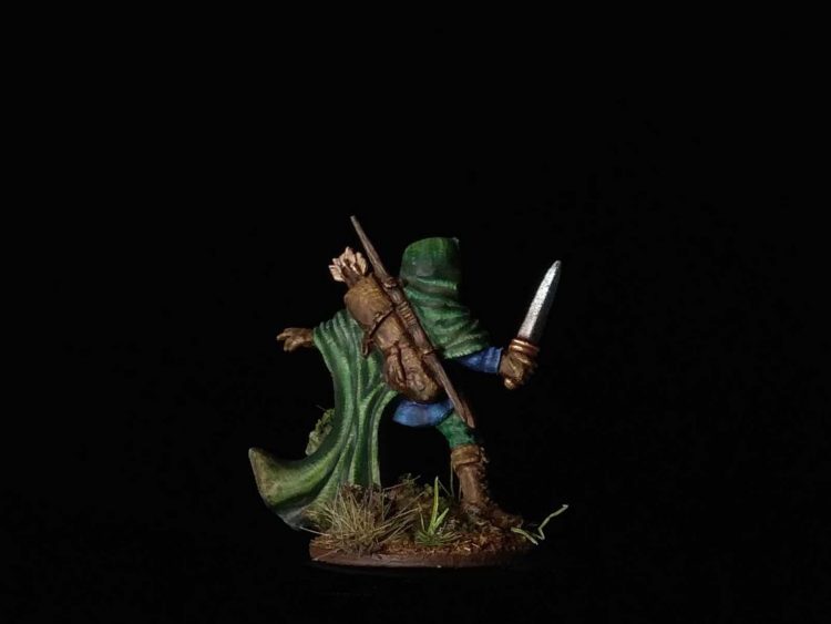 Nienna Female Elf Ranger, Werner Klocke, 77091, conversion. Reaper Miniatures, cloth texture, 28mm, sculpting, daggerandbrush