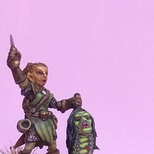 Elliwyn Heatherlark, Reaper Miniatures, Nure-onna, Gnome fighter, monster hunter, 28mm